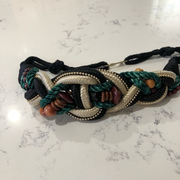 Twist Rope Lace Bead Ribbon Tie Belt Multicolor - Picture 3 of 10